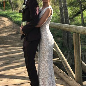 White and Cream lace Prom or Wedding Dress